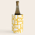 Mid Century Modern Piquet Geometric Multi Pattern in Muted Mustard Yellow and White Wine Chiller Gallery Image 2