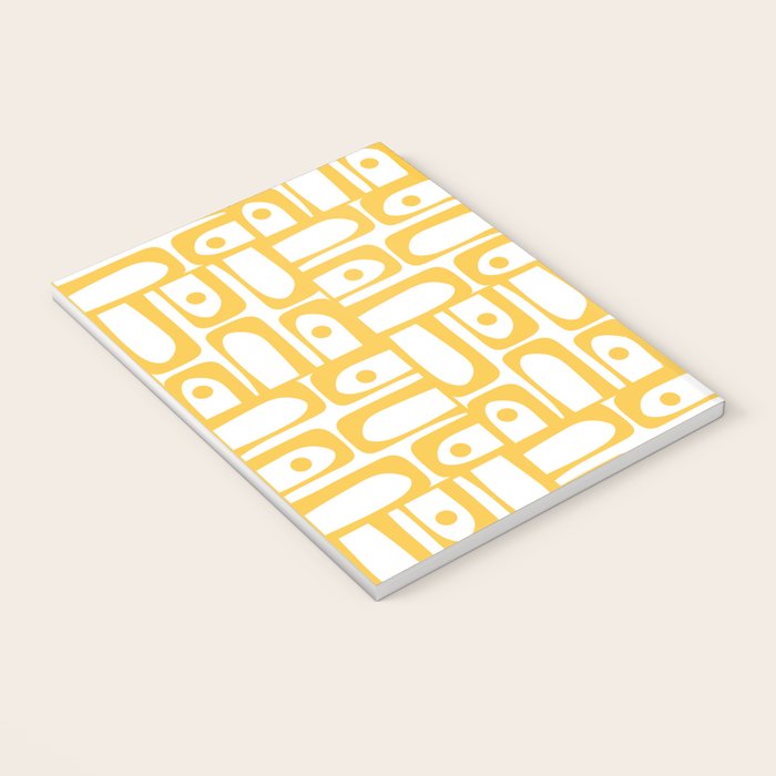 Mid Century Modern Piquet Geometric Multi Pattern in Muted Mustard Yellow and White Notebook Gallery Image 3
