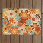 70's Retro Floral Patterned Prints Outdoor Rug Gallery Image 1