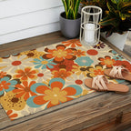 70's Retro Floral Patterned Prints Outdoor Rug Gallery Image 2