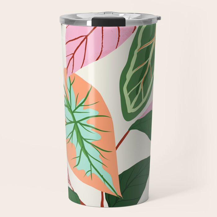 The Inseparable V.01, Nature Botanical Plants, Blush Leaves Modern Boho, Pastel Illustration Garden Travel Mug Gallery Image 1