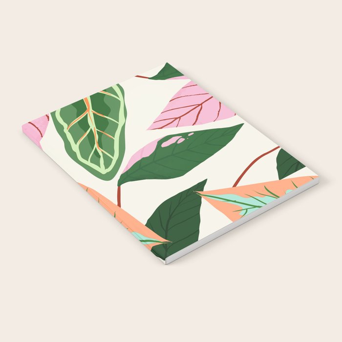 The Inseparable V.01, Nature Botanical Plants, Blush Leaves Modern Boho, Pastel Illustration Garden Notebook Gallery Image 1