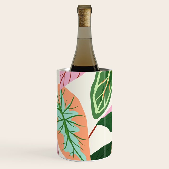 The Inseparable V.01, Nature Botanical Plants, Blush Leaves Modern Boho, Pastel Illustration Garden Wine Chiller Gallery Image 1