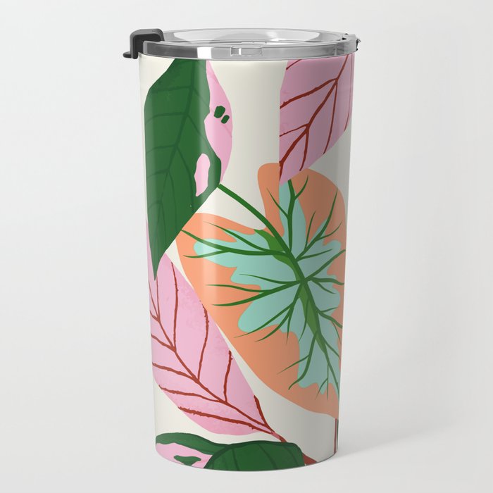 The Inseparable V.01, Nature Botanical Plants, Blush Leaves Modern Boho, Pastel Illustration Garden Travel Mug Gallery Image 3