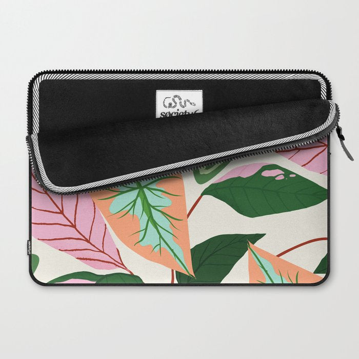 The Inseparable V.01, Nature Botanical Plants, Blush Leaves Modern Boho, Pastel Illustration Garden Laptop Sleeve Gallery Image 2
