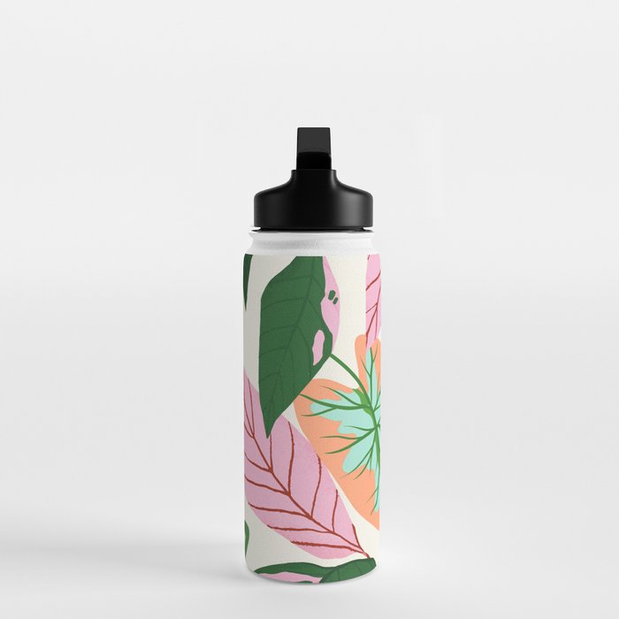 The Inseparable V.01, Nature Botanical Plants, Blush Leaves Modern Boho, Pastel Illustration Garden Water Bottle Gallery Image 3