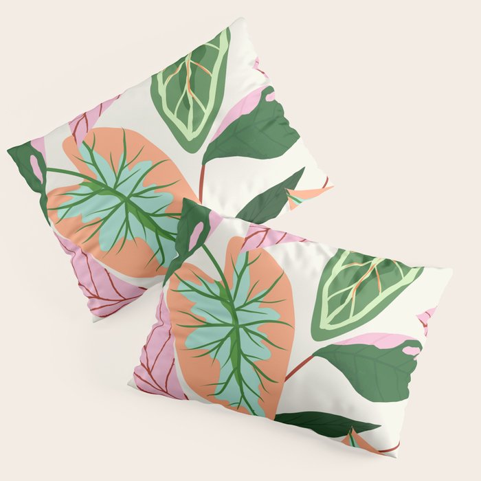 The Inseparable V.01, Nature Botanical Plants, Blush Leaves Modern Boho, Pastel Illustration Garden Pillow Sham Gallery Image 3