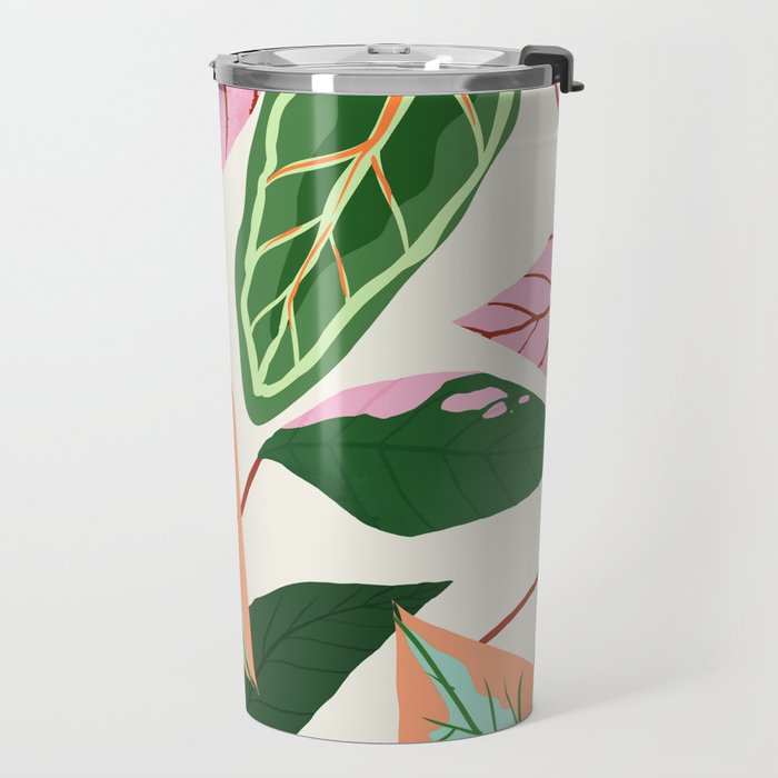 The Inseparable V.01, Nature Botanical Plants, Blush Leaves Modern Boho, Pastel Illustration Garden Travel Mug Gallery Image 2