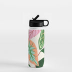 The Inseparable V.01, Nature Botanical Plants, Blush Leaves Modern Boho, Pastel Illustration Garden Water Bottle Gallery Image 1