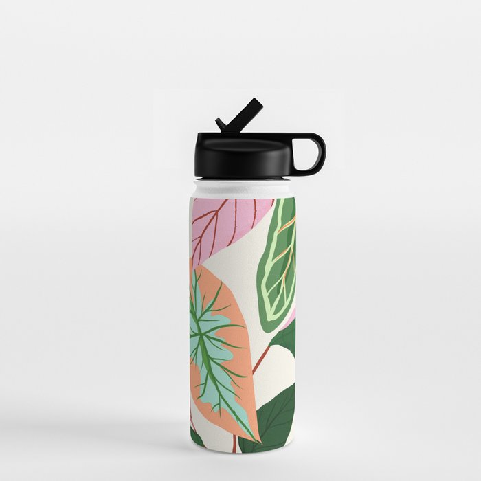 The Inseparable V.01, Nature Botanical Plants, Blush Leaves Modern Boho, Pastel Illustration Garden Water Bottle Gallery Image 1