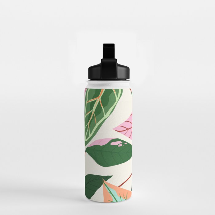 The Inseparable V.01, Nature Botanical Plants, Blush Leaves Modern Boho, Pastel Illustration Garden Water Bottle Gallery Image 2