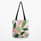The Inseparable V.01, Nature Botanical Plants, Blush Leaves Modern Boho, Pastel Illustration Garden Tote Bag Gallery Image 2