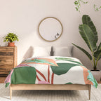 The Inseparable V.01, Nature Botanical Plants, Blush Leaves Modern Boho, Pastel Illustration Garden Comforter Gallery Image 3