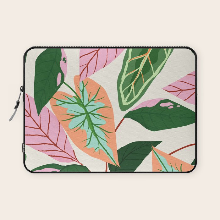 The Inseparable V.01, Nature Botanical Plants, Blush Leaves Modern Boho, Pastel Illustration Garden Laptop Sleeve Gallery Image 1