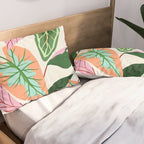 The Inseparable V.01, Nature Botanical Plants, Blush Leaves Modern Boho, Pastel Illustration Garden Pillow Sham Gallery Image 2