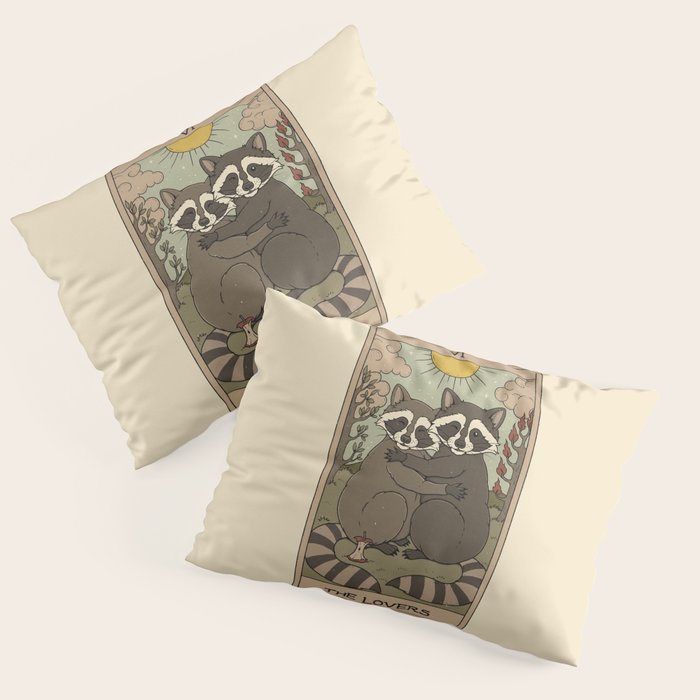 The Lovers - Raccoons Tarot Pillow Sham Gallery Image 1