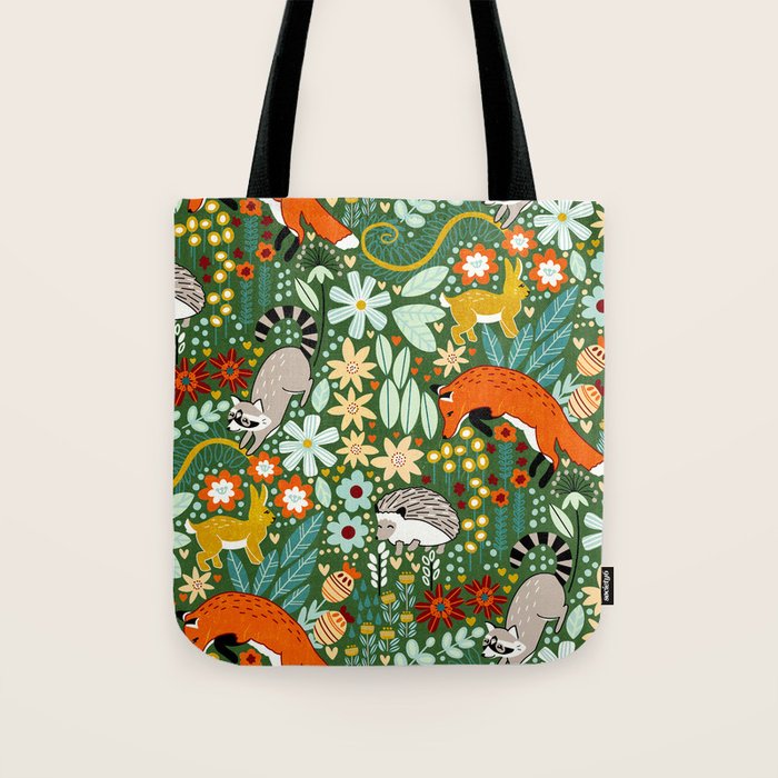 Textured Woodland Pattern - Forest Green Tote Bag Gallery Image 1