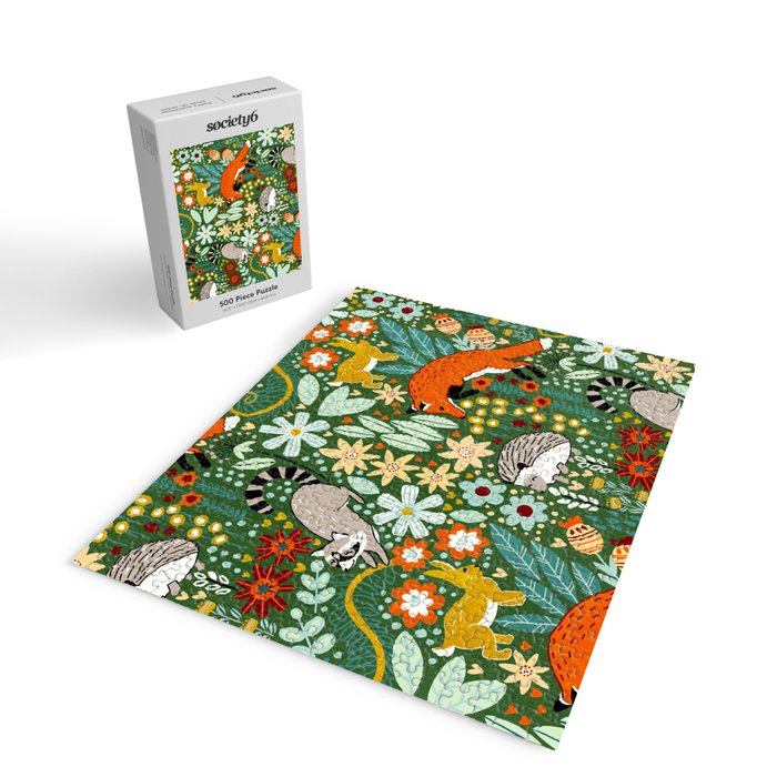 Textured Woodland Pattern - Forest Green Jigsaw Puzzle Gallery Image 2