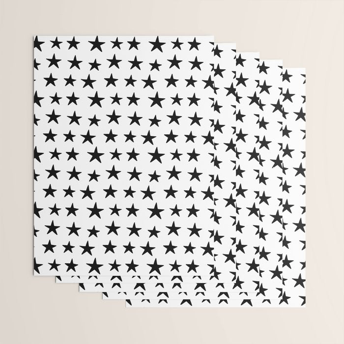 Star Pattern Black On White Wrapping Paper Gallery Image 3