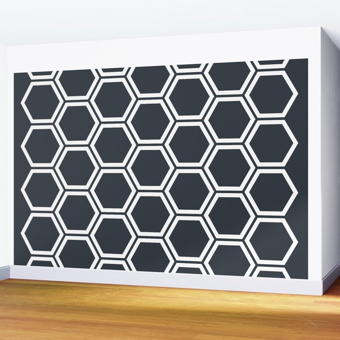 Hexagon Black Wall Mural Gallery Image 2