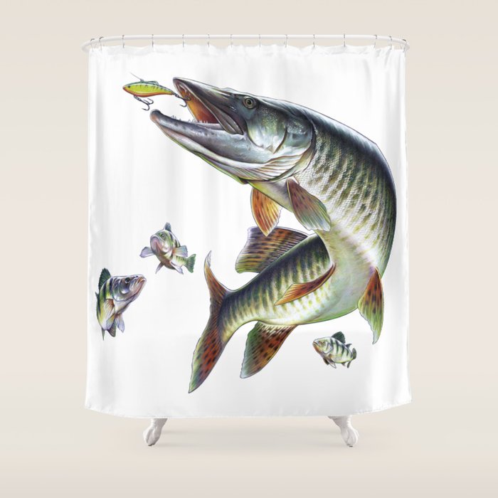 Musky Fishing Shower Curtain Gallery Image 1