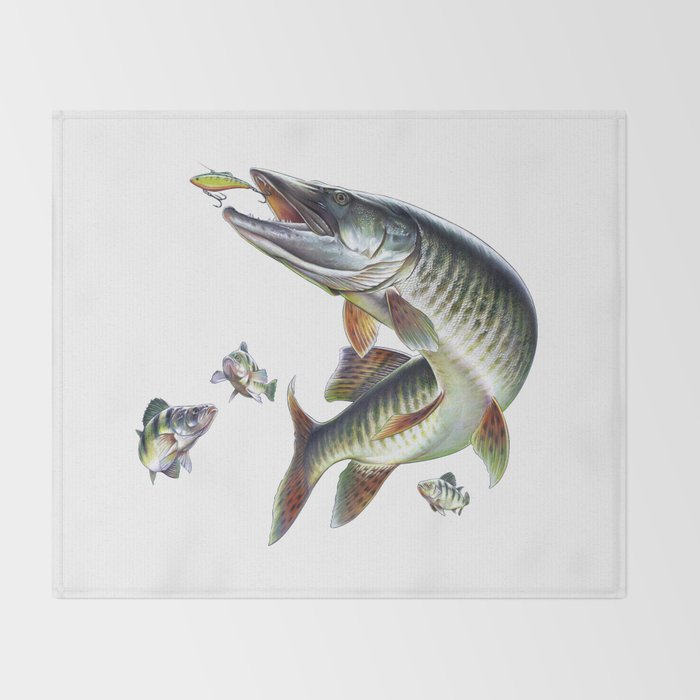 Musky Fishing Throw Blanket Gallery Image 2