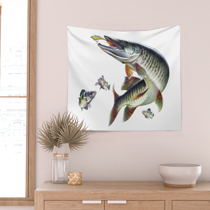 Musky Fishing Wall Tapestry Gallery Image 2
