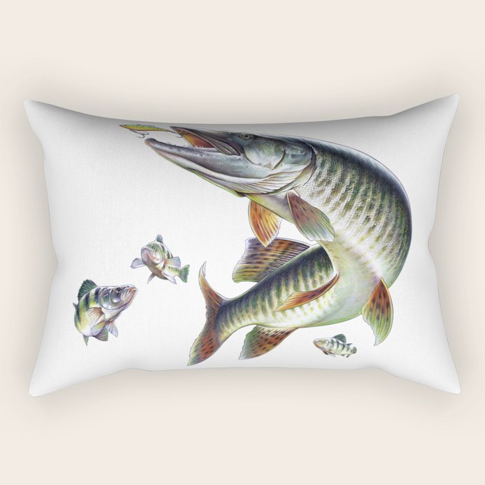 Musky Fishing Rectangular Pillow Gallery Image 1