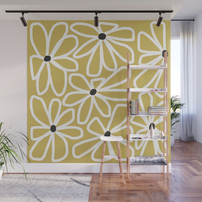 Daisy chain - yellow Wall Mural Gallery Image 1