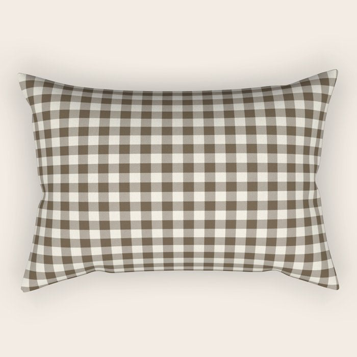 brown gingham Rectangular Pillow Gallery Image 1