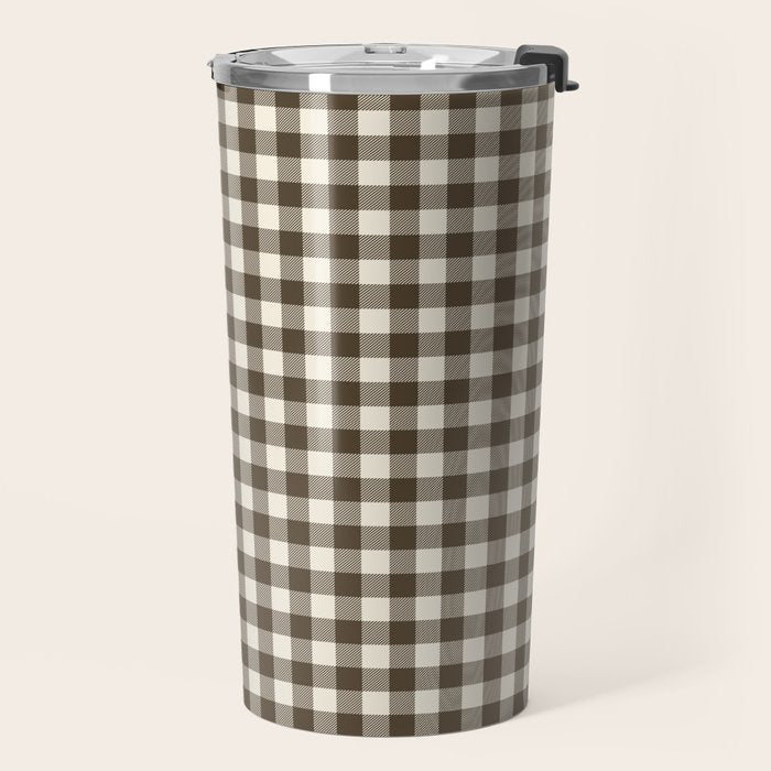 brown gingham Travel Mug Gallery Image 2