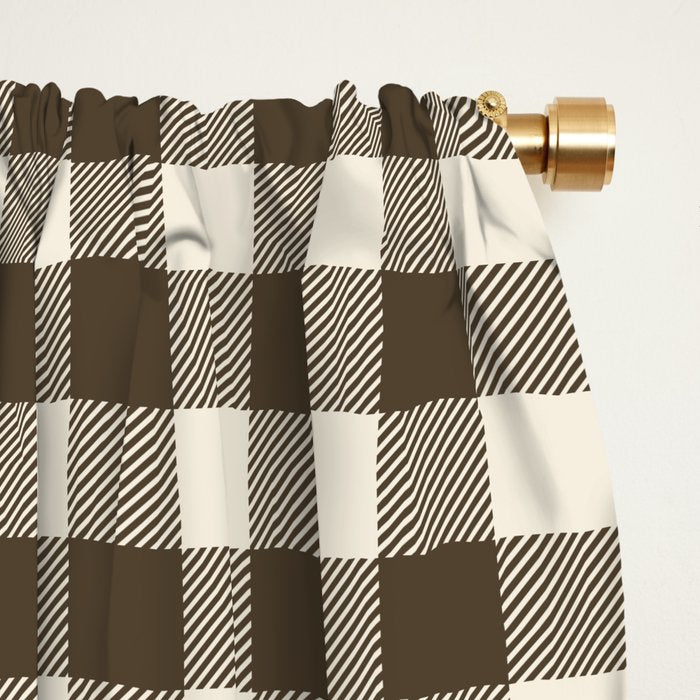 brown gingham Window Curtain Gallery Image 2
