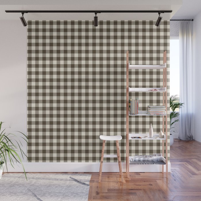 brown gingham Wall Mural Gallery Image 1