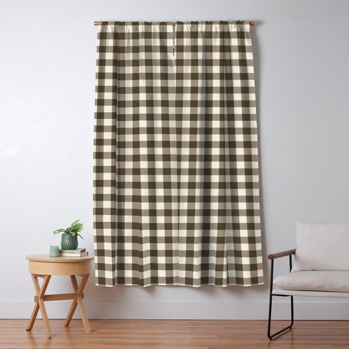 brown gingham Window Curtain Gallery Image 1