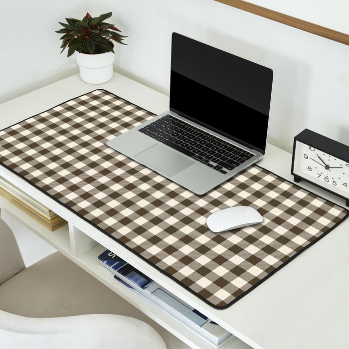 brown gingham Desk Mat Gallery Image 2