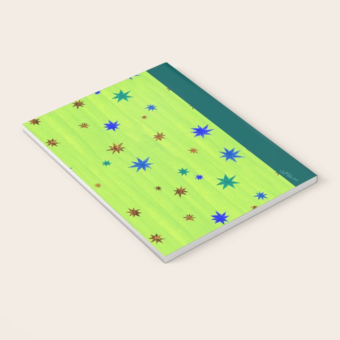 Celestial Star Twinkle in Galaxy Green Watercolor Notebook Gallery Image 3