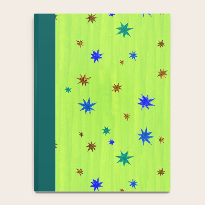 Celestial Star Twinkle in Galaxy Green Watercolor Notebook Gallery Image 4