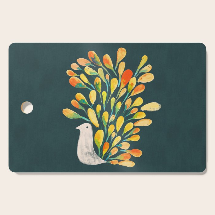 Watercolor Peacock Cutting Board Gallery Image 1