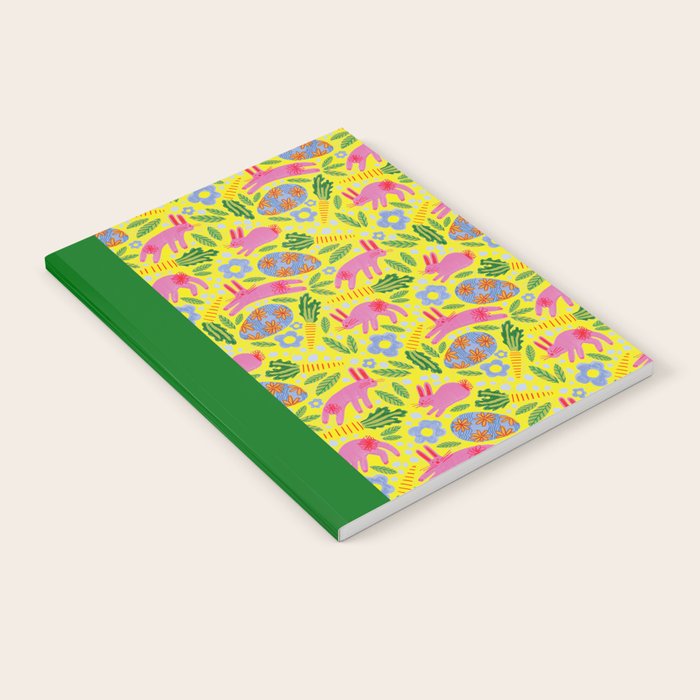 Cute Colorful Rabbits & Decorative Eggs in Yellow & Pink Notebook Gallery Image 2