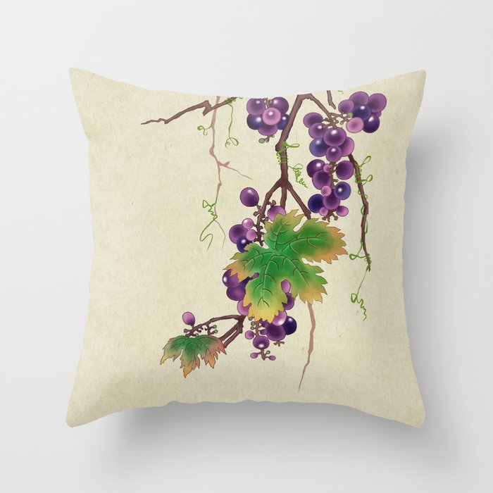 Minhwa : Grapevine Type (Korean traditional/folk art) Throw Pillow Gallery Image 6