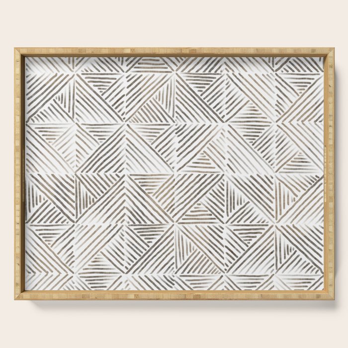 seamless pattern with graphic geometric stripes Serving Tray Gallery Image 1