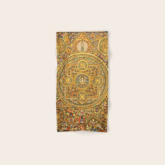 Buddhist Gold Avalokiteshvara Mandala Thangka Bath Towel Gallery Image 1