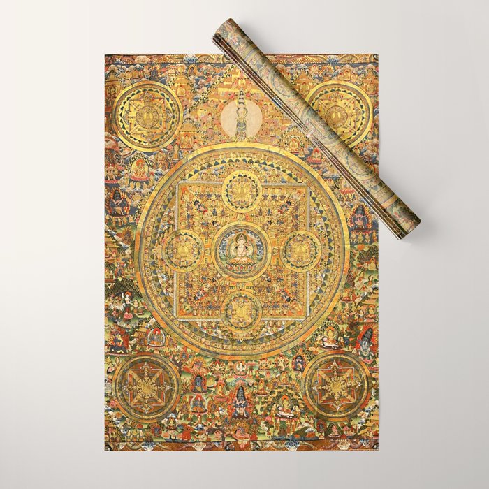 Buddhist Gold Avalokiteshvara Mandala Thangka Wrapping Paper Gallery Image 1