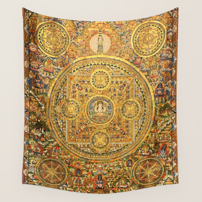 Buddhist Gold Avalokiteshvara Mandala Thangka Wall Tapestry Gallery Image 4