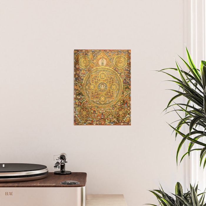 Buddhist Gold Avalokiteshvara Mandala Thangka Poster Gallery Image 2
