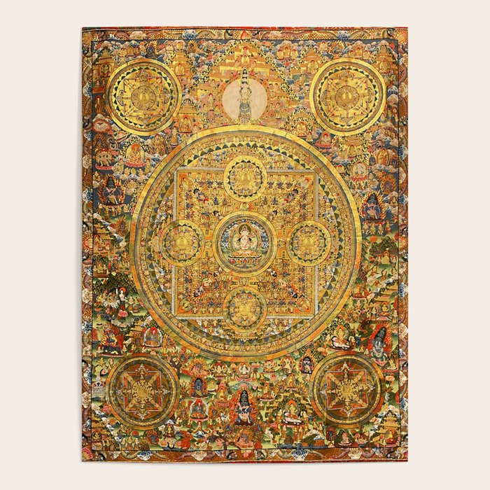 Buddhist Gold Avalokiteshvara Mandala Thangka Poster Gallery Image 1