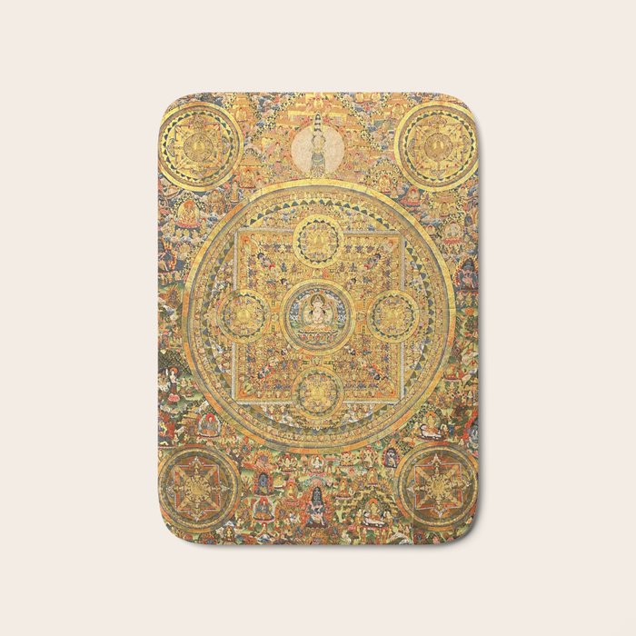 Buddhist Gold Avalokiteshvara Mandala Thangka Bath Mat Gallery Image 1