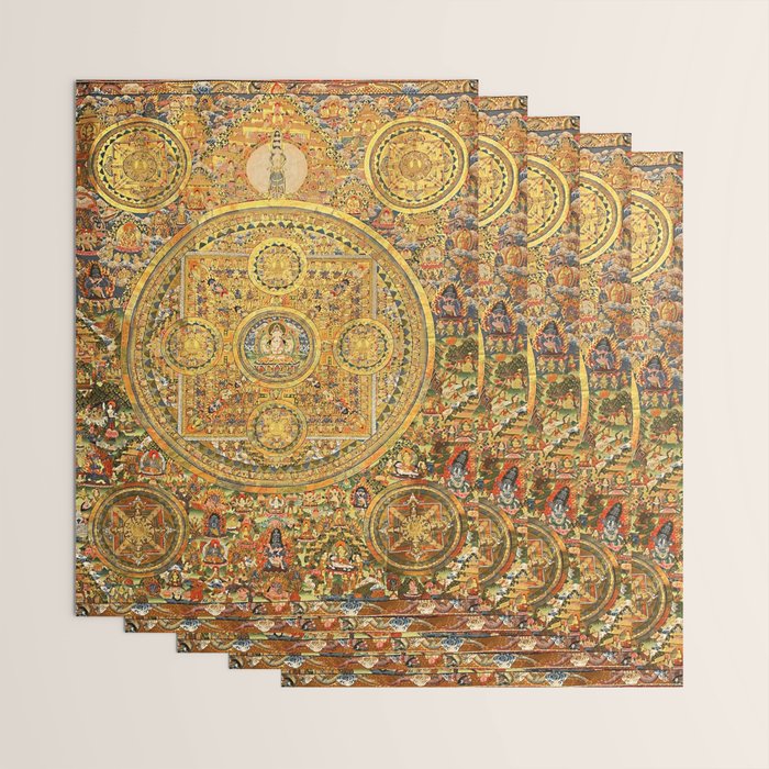Buddhist Gold Avalokiteshvara Mandala Thangka Wrapping Paper Gallery Image 3