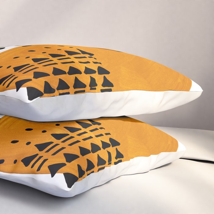 Modern Mid Century Fun Colorful Abstract Minimalist Painting Olive Green Yellow Ochre Buns Pillow Sham Gallery Image 3