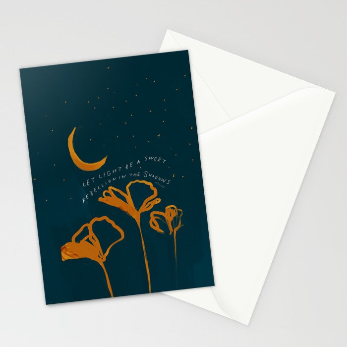 "Let Light Be A Sweet Rebellion In The Shadows" Stationery Card Gallery Image 2